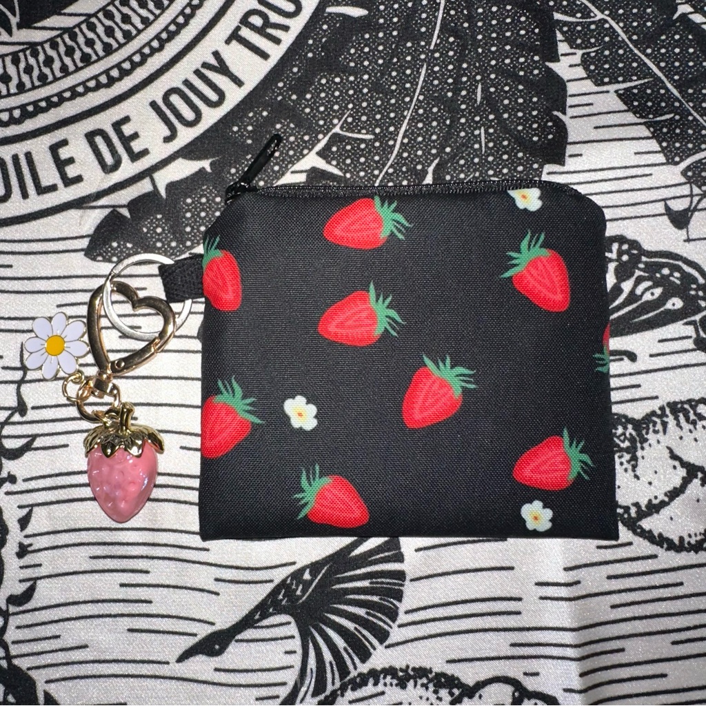 Brand New Strawberry Coin Wallet Purse Mini Pouch With Charm